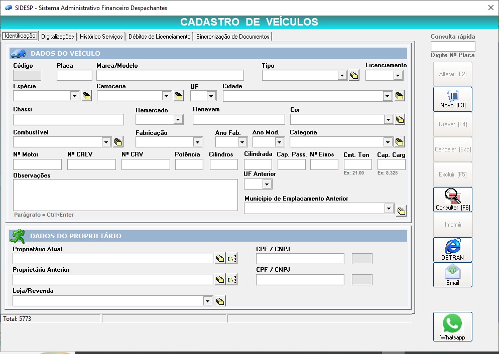 Cadastro de Veículos