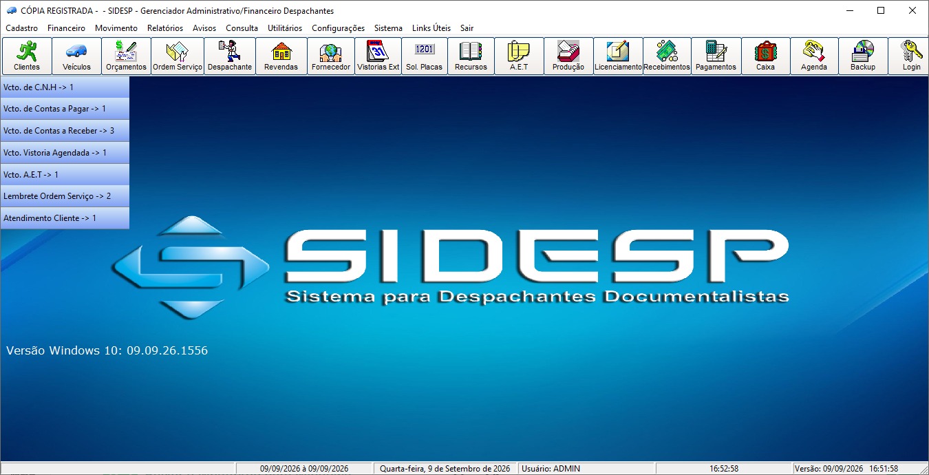 Tela Principal do SIDESP